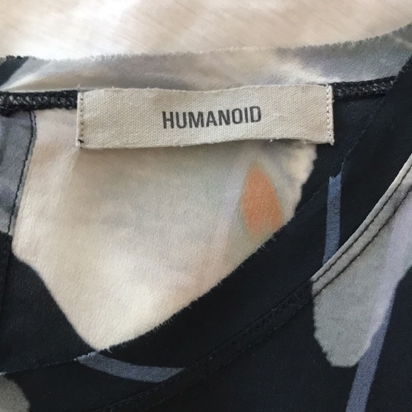 Humanoid Floral & Geometric Grid Lines Silk Dress - Picture 6 of 7